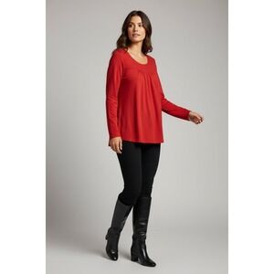 NEW Knox Rose Red Tunic Top Long‎ Sleeve Flowy Blouse Womens 4X